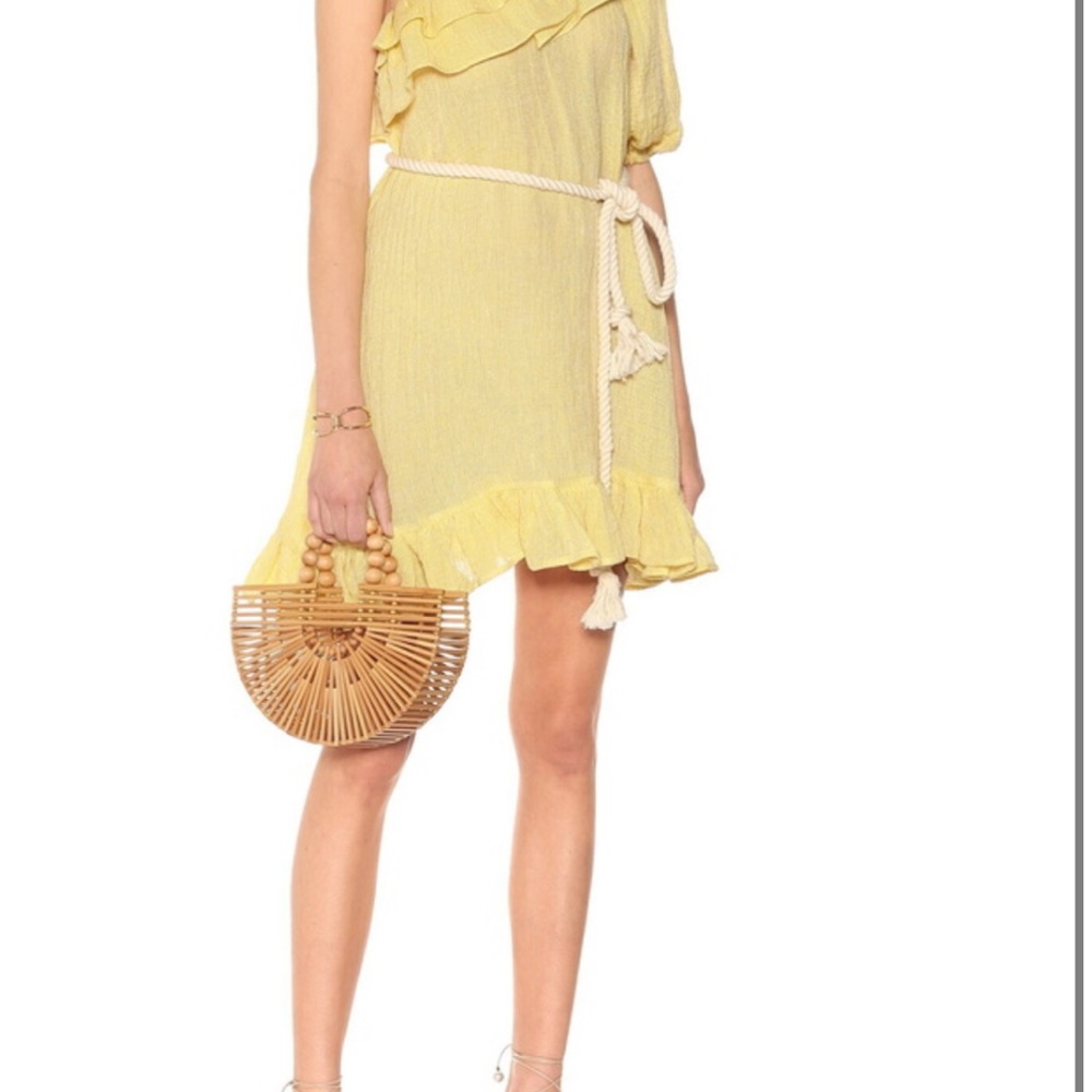 Lisa Marie Fernandez Yellow Asymmetrical Puff Sleeve Dress
